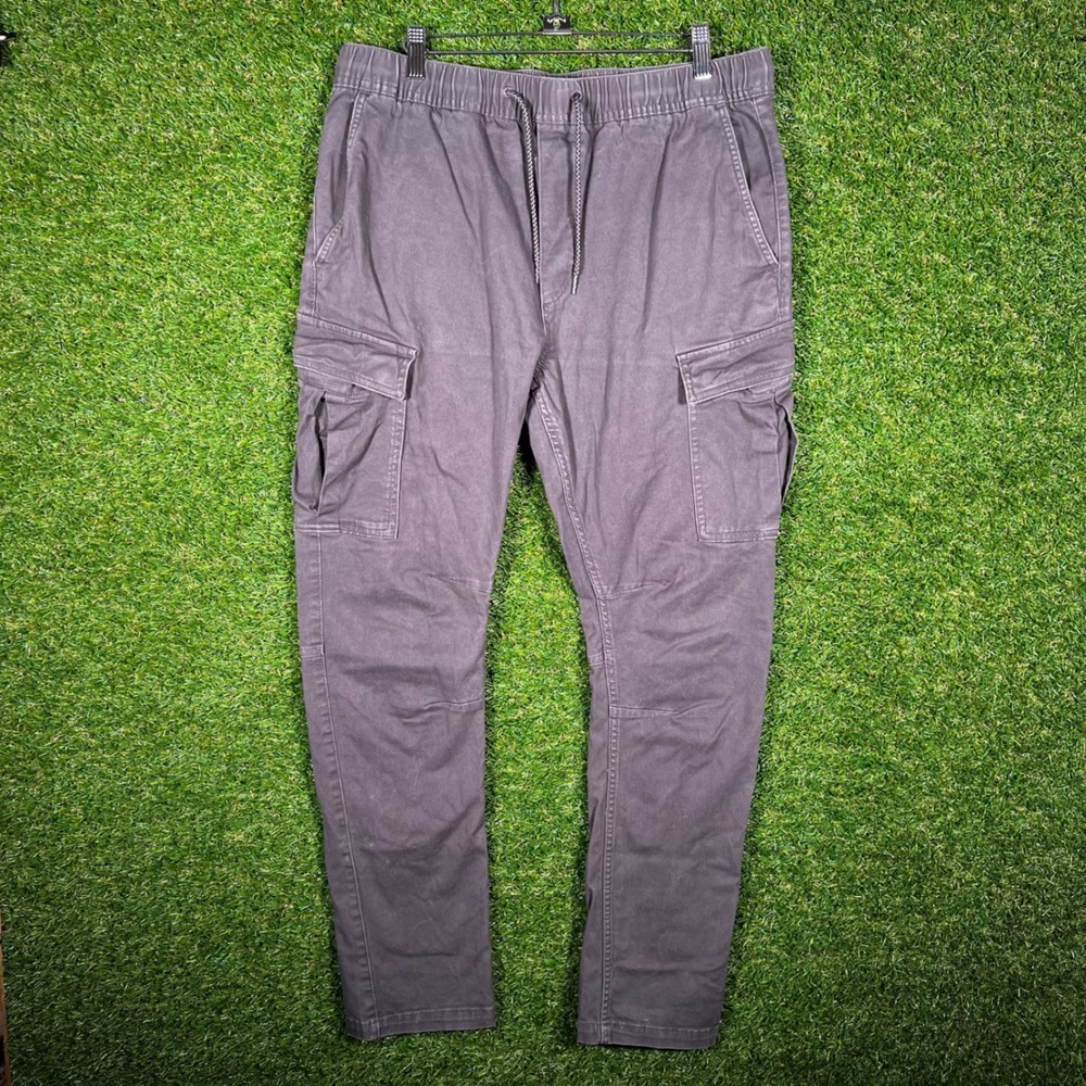 HM Skinny Fit Cargo Pants Mens Medium Gray Stretch Drawstring Jogger